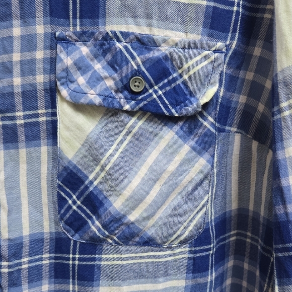 Reitmans Women's Plus Size XXL Blue and White Checkered Plaid Shirt Long Sleeve - Picture 4 of 7